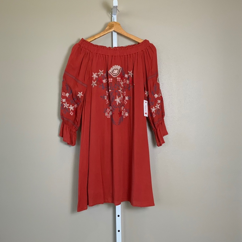 Red Dress Boutique Fable BOHO Weekend Date Off the Shoulder Dress